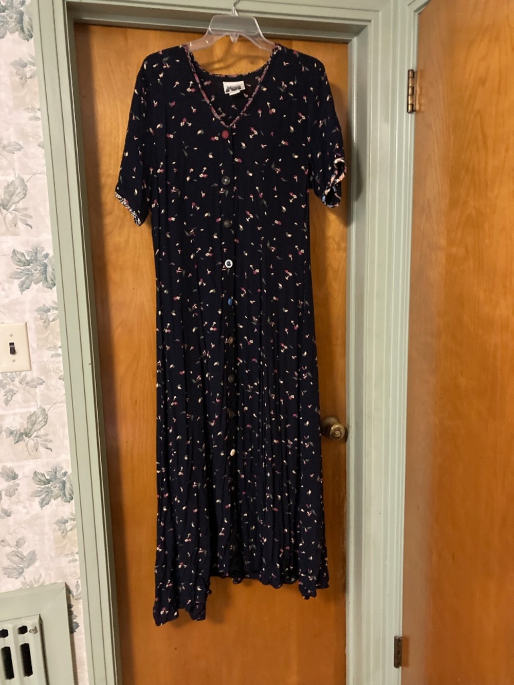 Vintage Zoe California Boho Cottage Floral Maxi Dress made in USA Medium